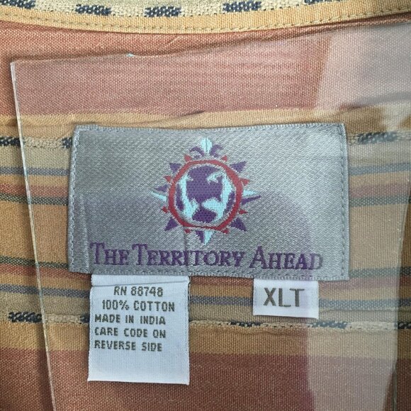 The Territory Ahead Shirt Mens XLT Rust Tan Striped Southwestern Long Sleeve - Picture 14 of 14